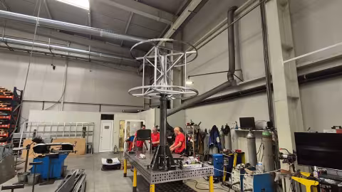 Welded structure for a rotating advertising sign on the welding table at NEON.BG