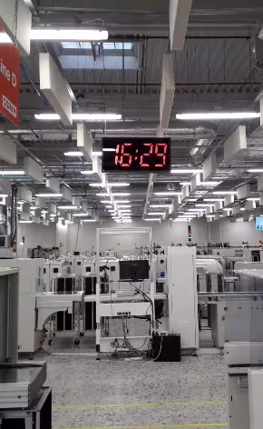 LED clock installed in a production hall