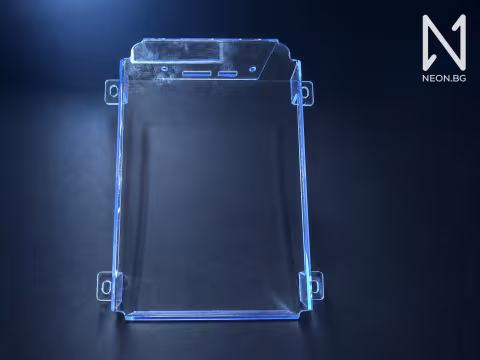Deep clear polycarbonate cover seen head-on, with four mounting tabs