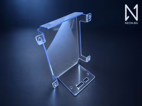 Bent 3 mm clear polycarbonate guard with mounting tabs