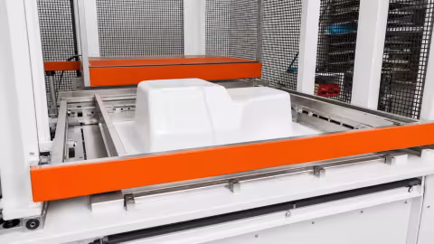 The finished part in the vacuum-forming machine